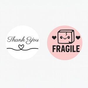 150ct 2” Round Thank You & Fragile Stickers Pink White Small Business Packaging
